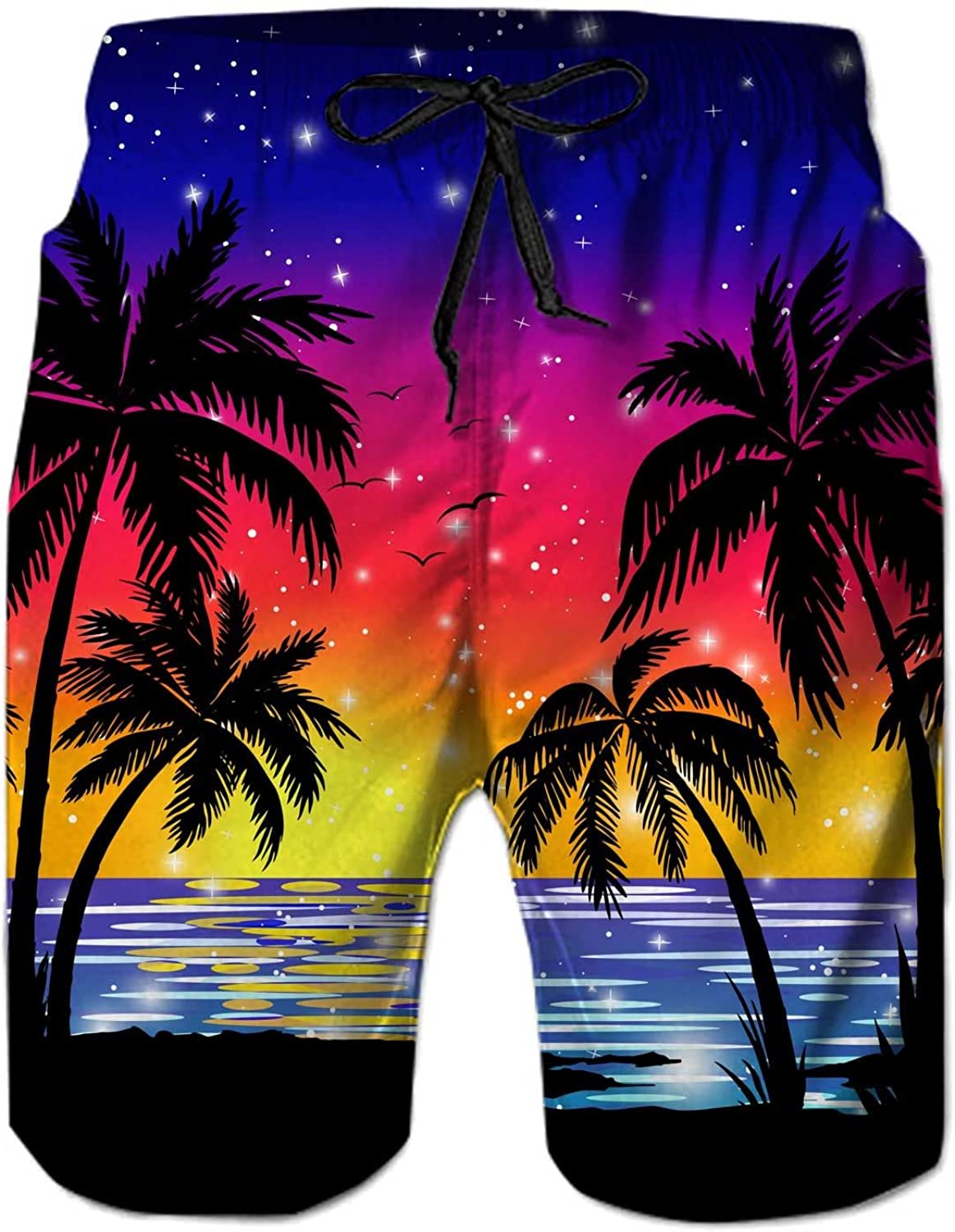 Buy Belovecol Bathing Suits for Men 3D Print Colorful Smoke Beach