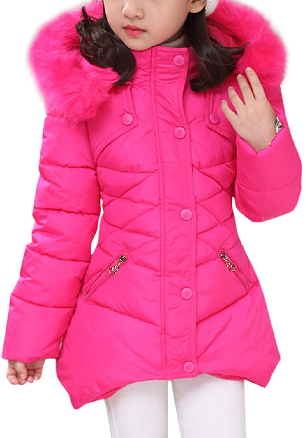 FARVALUE Girls Waterproof Ski Jacket Windproof Winter Coat Warm Snow Coat Outdoor Raincoats with Removable Hood 