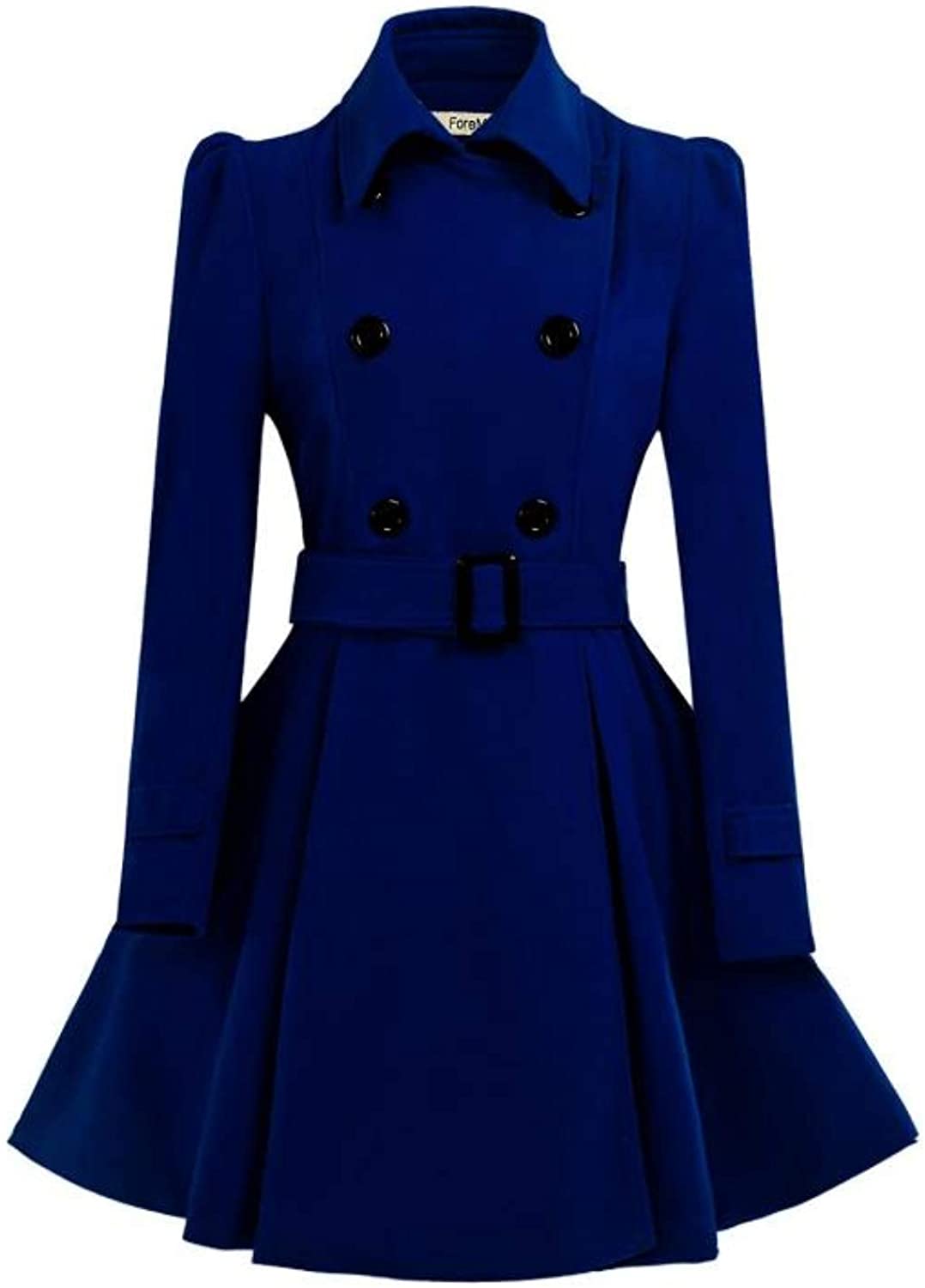 ForeMode Women Double-breasted Trench Coat Dress Jacket