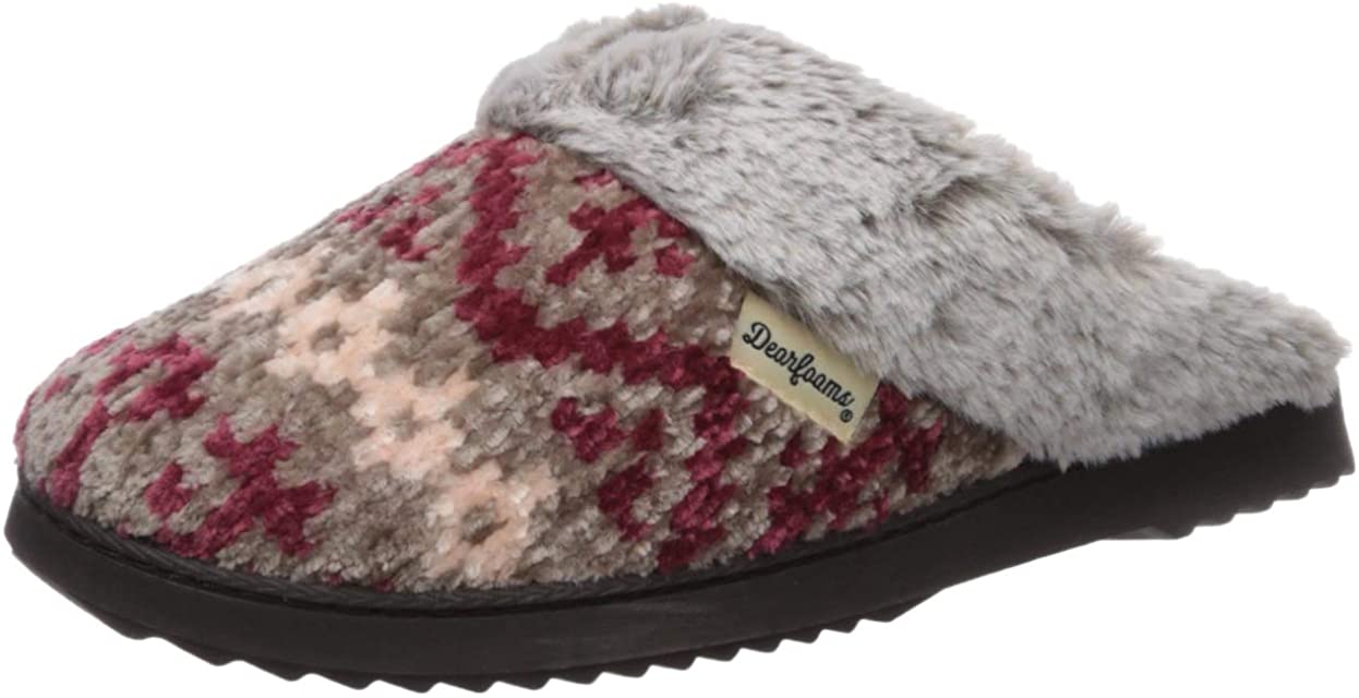 dearfoams women's fairisle and solid chenille knit boot slipper