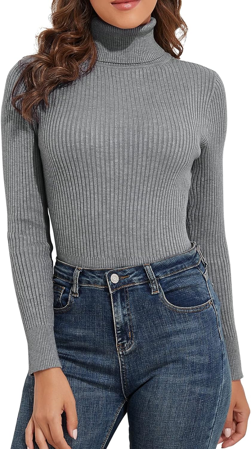 PrettyGuide Women's Ribbed Turtleneck Long Sleeve Sweater