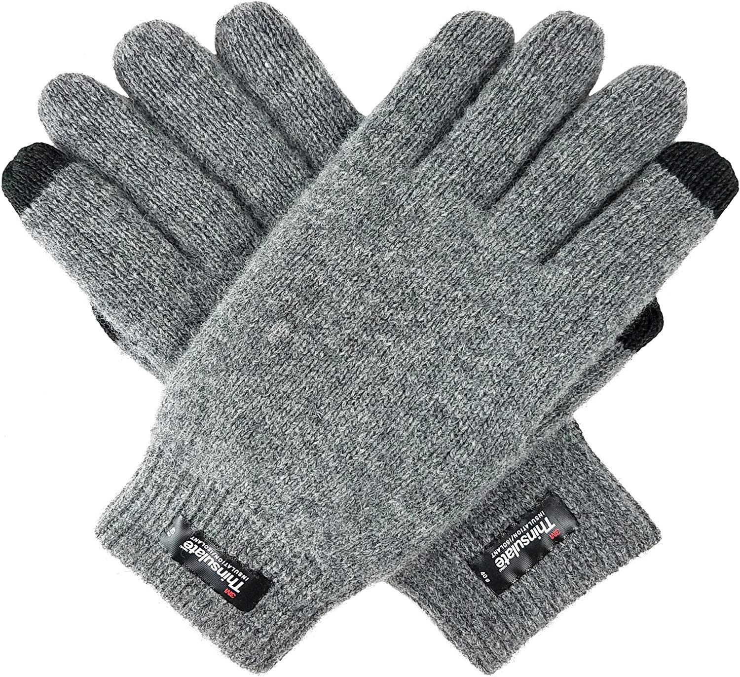 Bruceriver Men Pure Wool Knit Gloves with Thinsulate Lining and