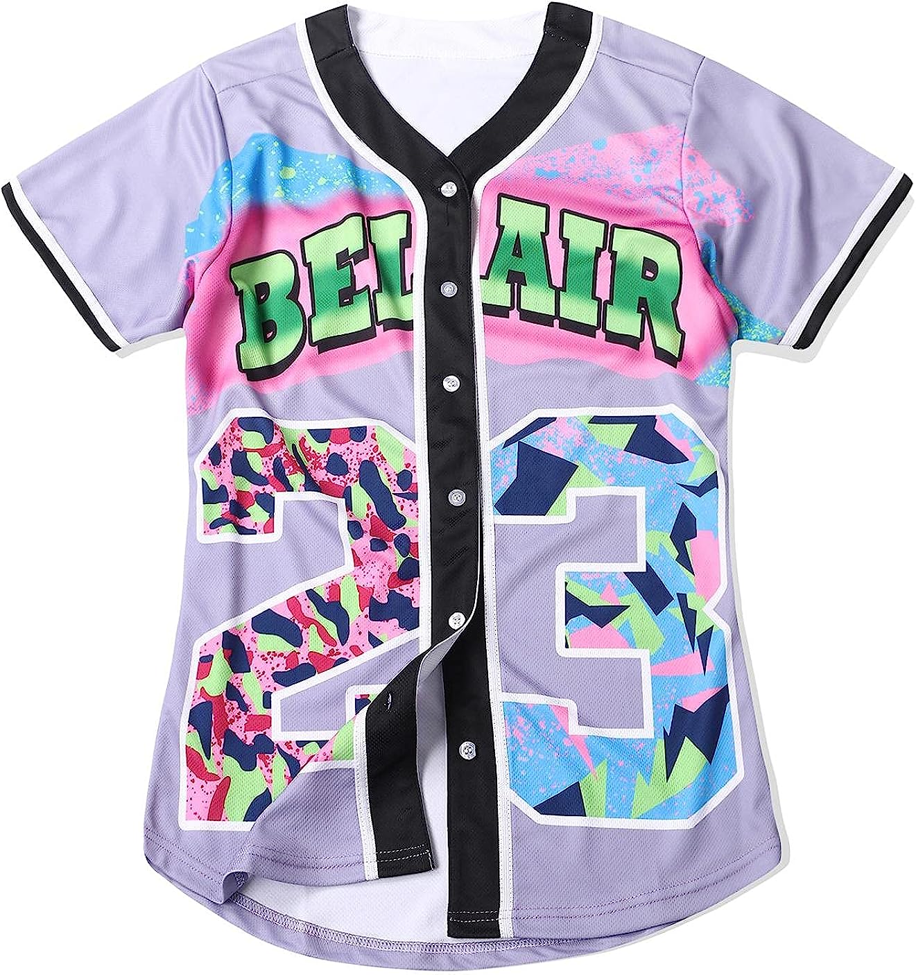 CUTHBERT 90s Outfit for Women,Bel Air Baseball Jersey Shirt for Theme  Party,Shor