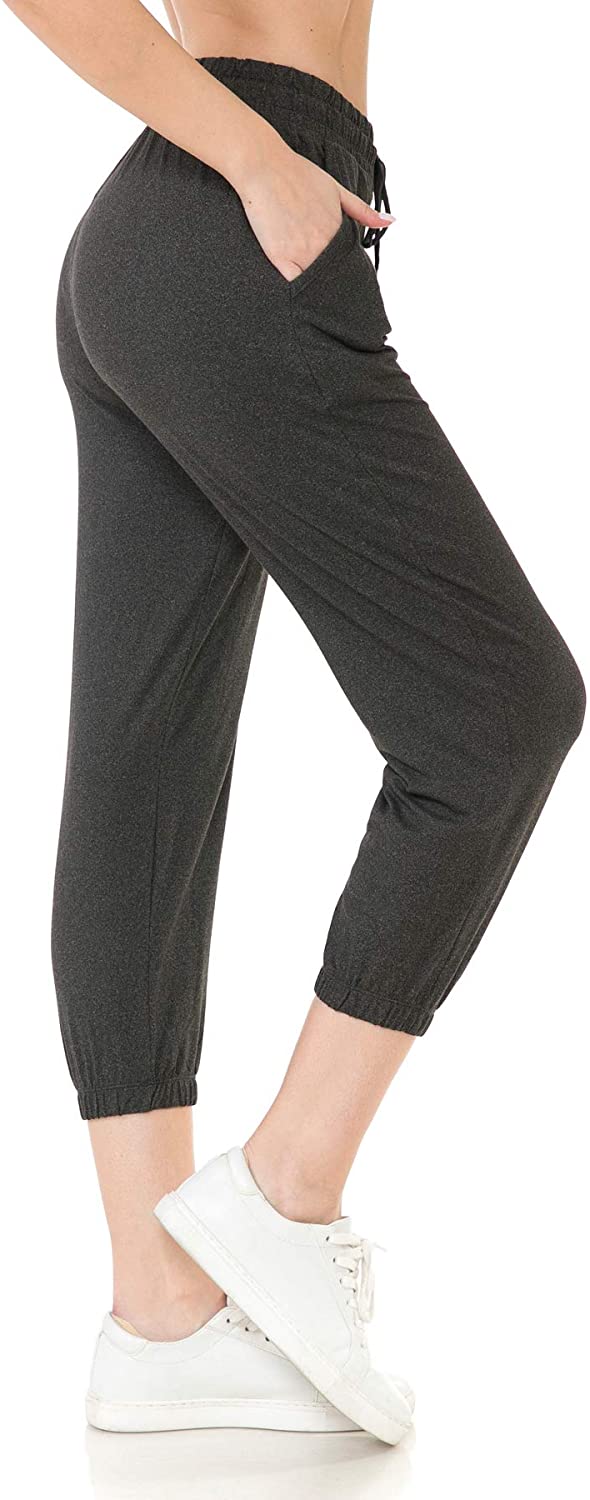 Leggings Depot Women's Printed Solid Activewear Jogger Track Cuff Sweatpants