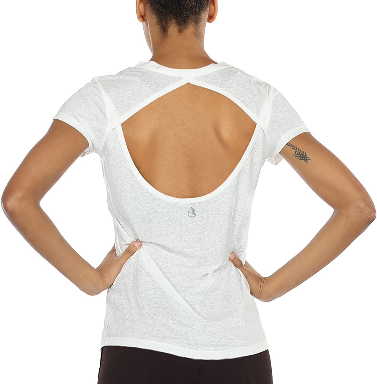 Buy icyzone Open Back Workout Top Shirts - Yoga t-Shirts