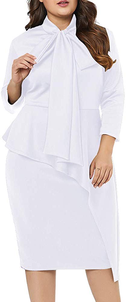 Lalagen Womens Plus Size Bell Sleeve Bodycon Pencil Business Party Dress