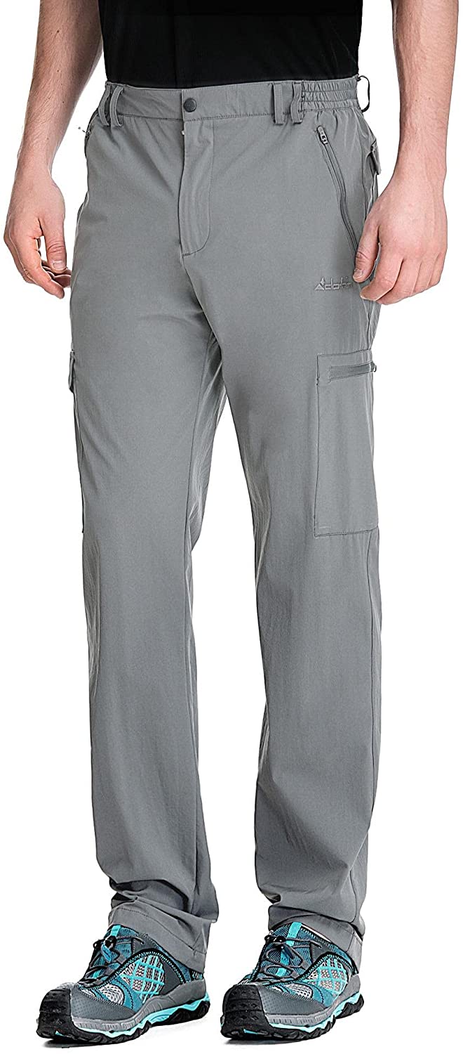 clothin Men's Elastic-Waist Travel Pant Stretchy Lightweight Pant  Multi-Pockets