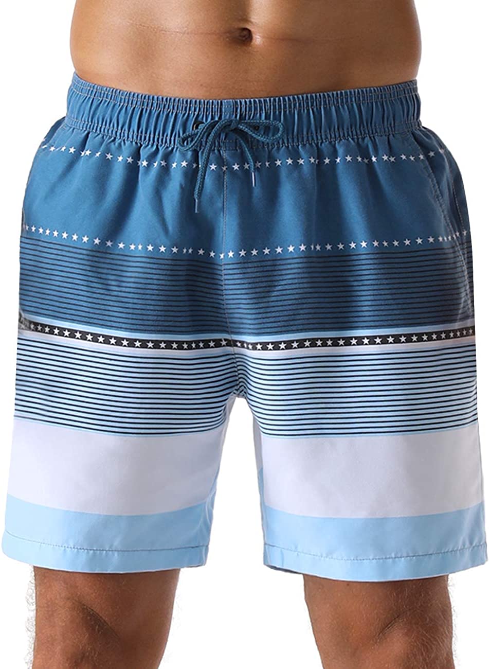 unitop Men's Board Shorts Quick Dry Washed Vintage Bathing Trunks 