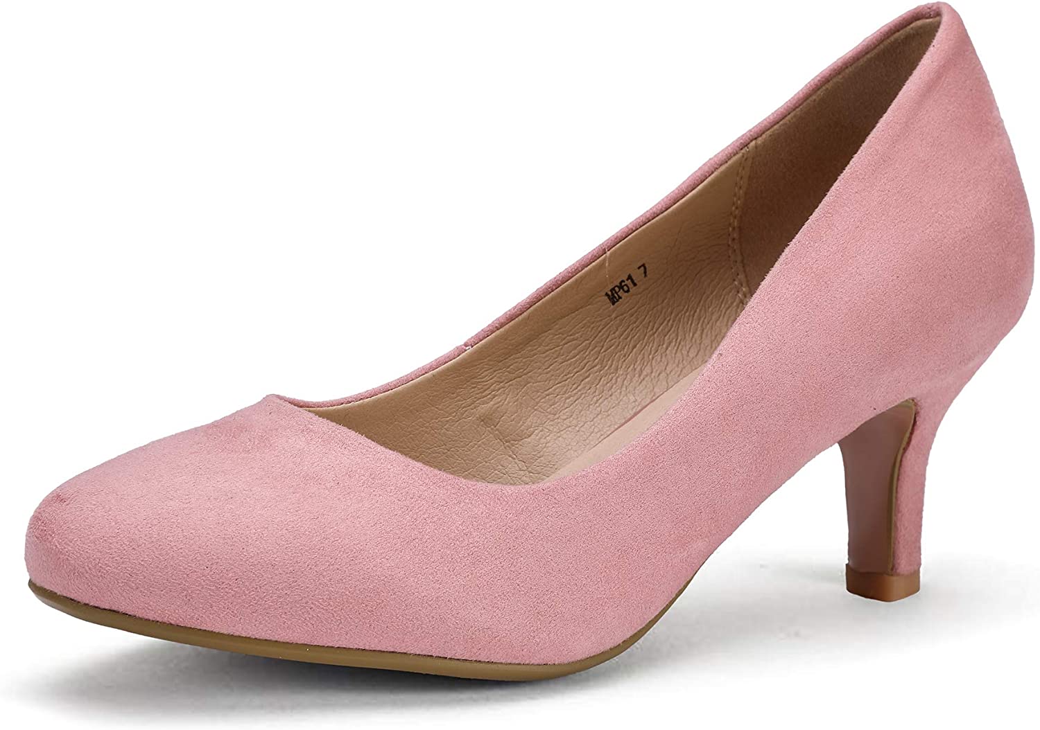 IDIFU Women's Classic Low Heels Dress Pumps 2 Inch Kitten Heel Round Toe Office Wedding Shoes 