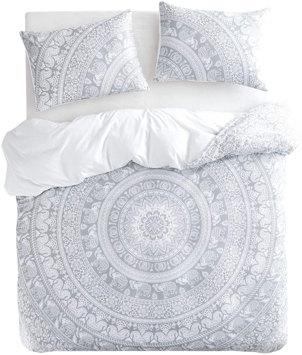 grey mandala duvet cover