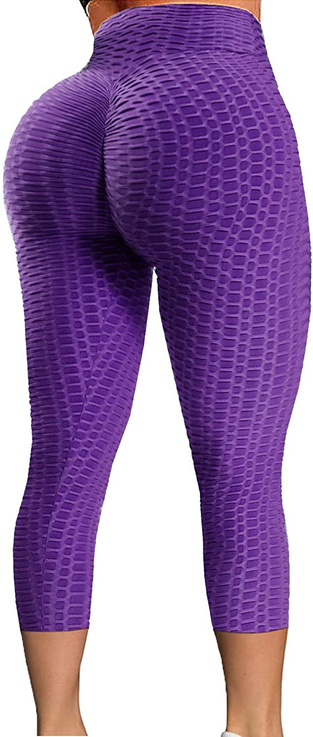MAWCLOS Women Look Print Jeggings High Waist Denim Printed Leggings Tummy  Control Capri Fake Jeans Full Length Sport Butt Lifting Bottoms Purple M 