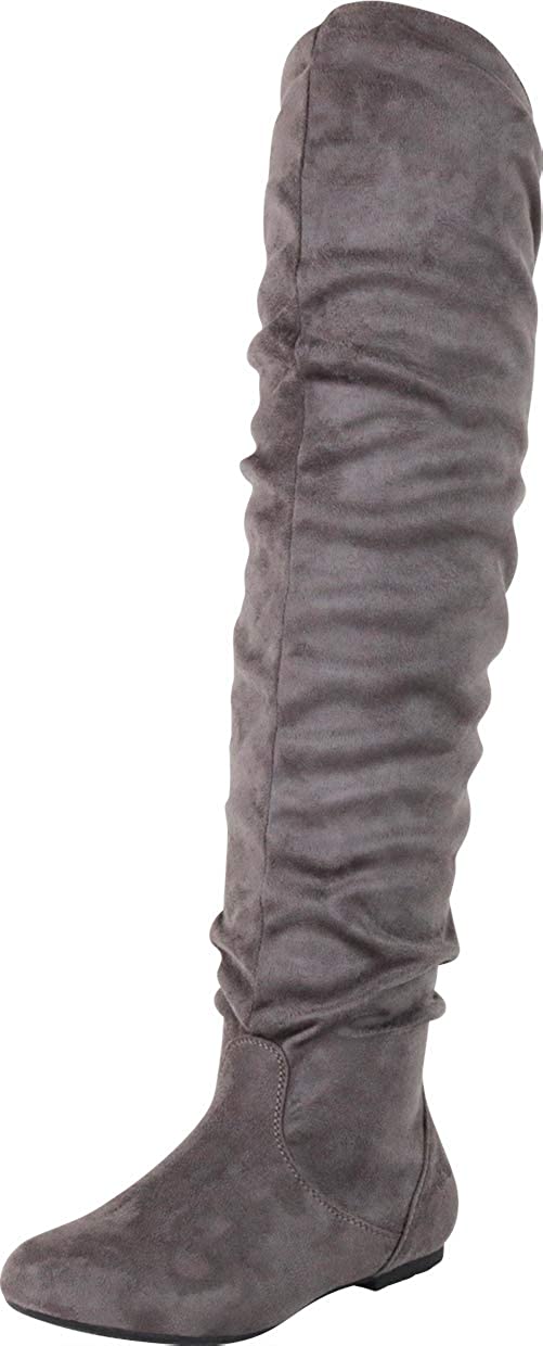 Cambridge Select Womens Closed Toe Slouch Flat Over The Knee Boot