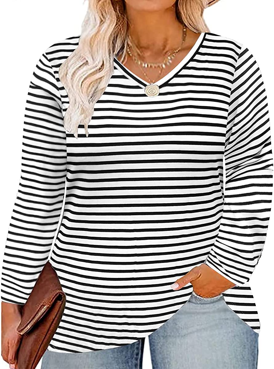 RITERA Plus Size Tops for Women Long Sleeve Casual Loose Shirts Oversized Tunic Shirt