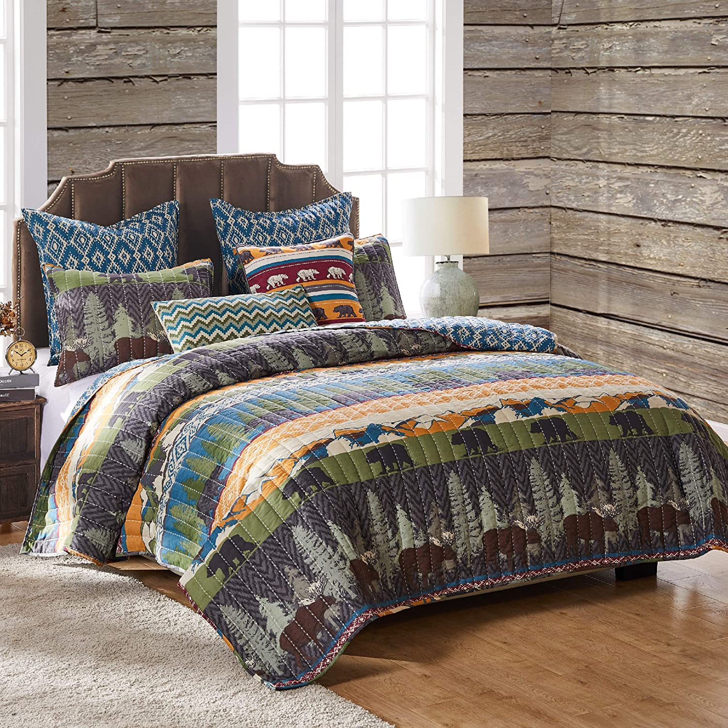 Southwest Cabin Bear Lodge Comforter Set 8 Piece Bed In A Bag Sheet Set Twin XL 
