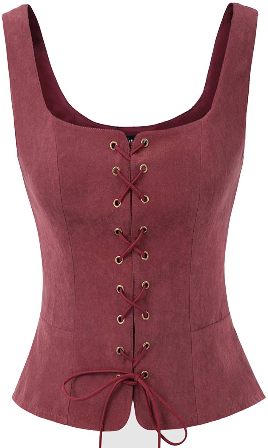 SCARLET DARKNESS Women Pirate Renaissance Vest Cosplay Costume Peasant Bodice Lace-up Waistcoat