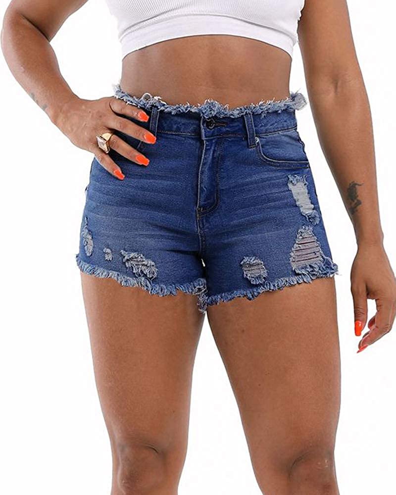 Oflive Women's Sexy High Waisted Mini Denim Shorts Hot Pants Clubwear (S,  S011 Blue) at  Women's Clothing store