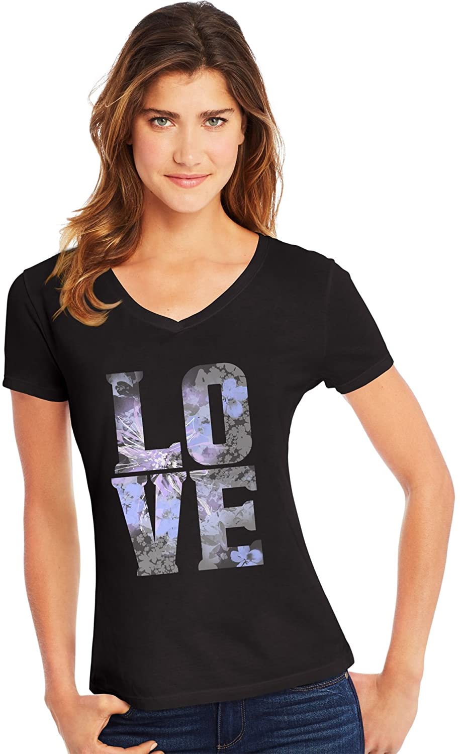 Hanes Women's Short-Sleeve V-Neck Graphic Tee