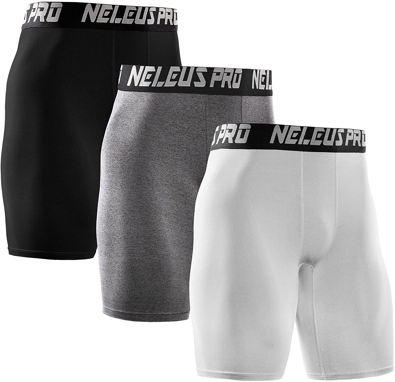 Neleus Men's 3 Pack Compression Shorts 