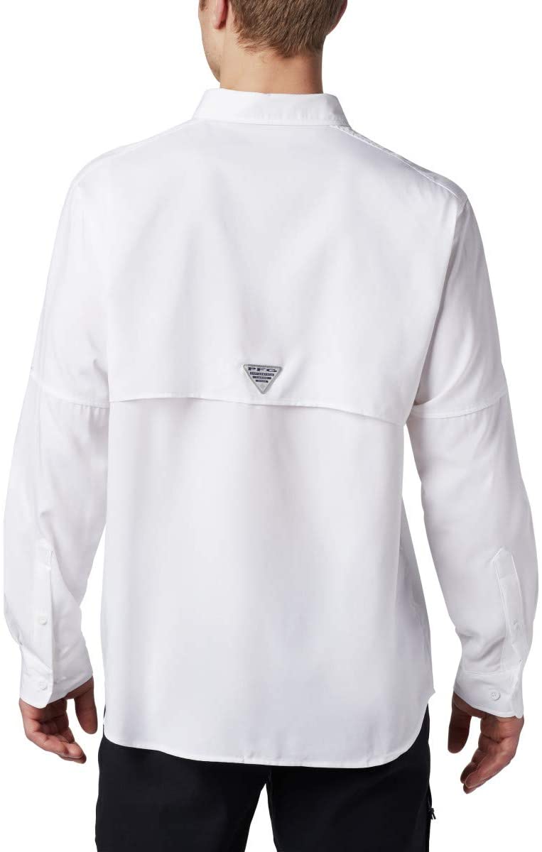 Columbia Shirts Promotion - White Mens PFG Blood and Guts III Long Sleeve  Woven Tall