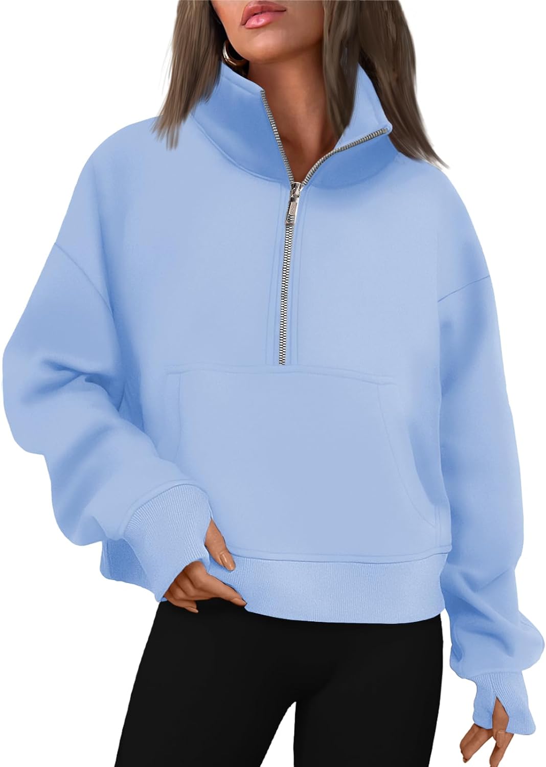Trendy Queen Zip Up Hoodies Womens Cropped Sweatshirts Fall
