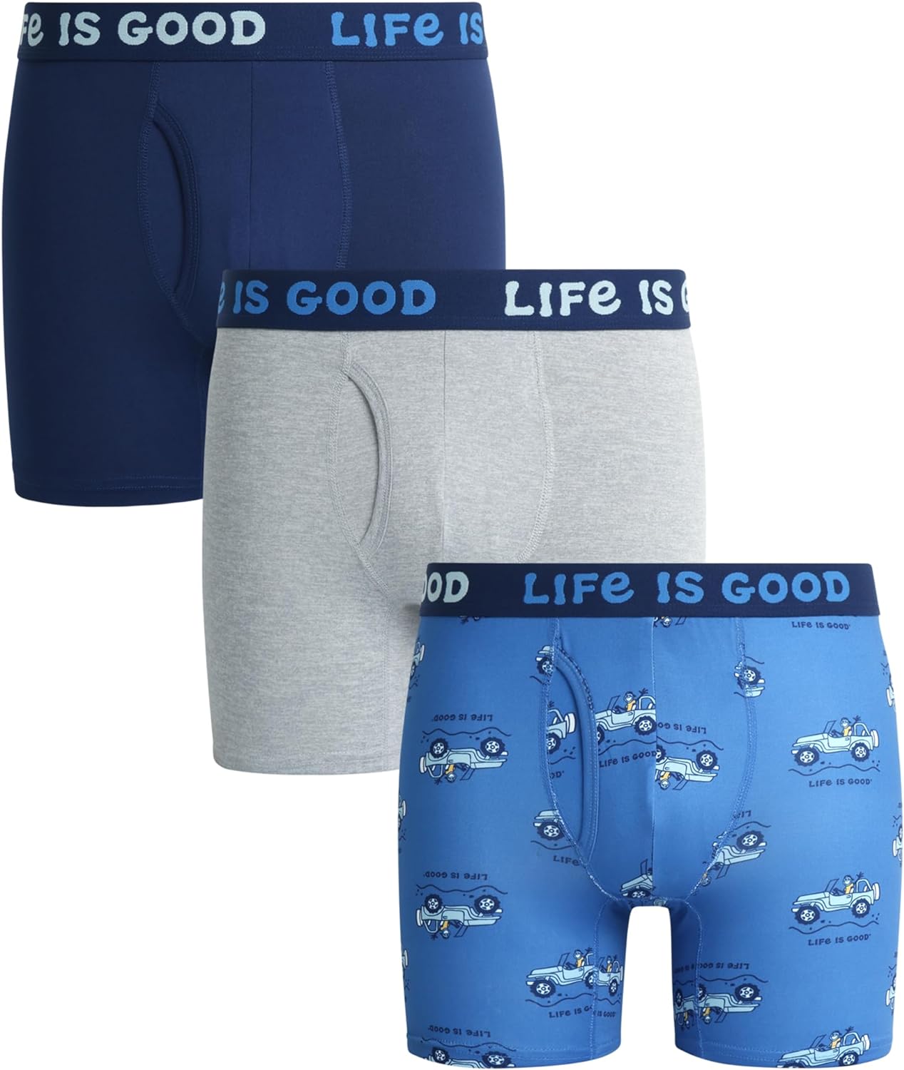 Life is Good Men's Underwear - Super Soft Boxer Briefs (3 Pack)