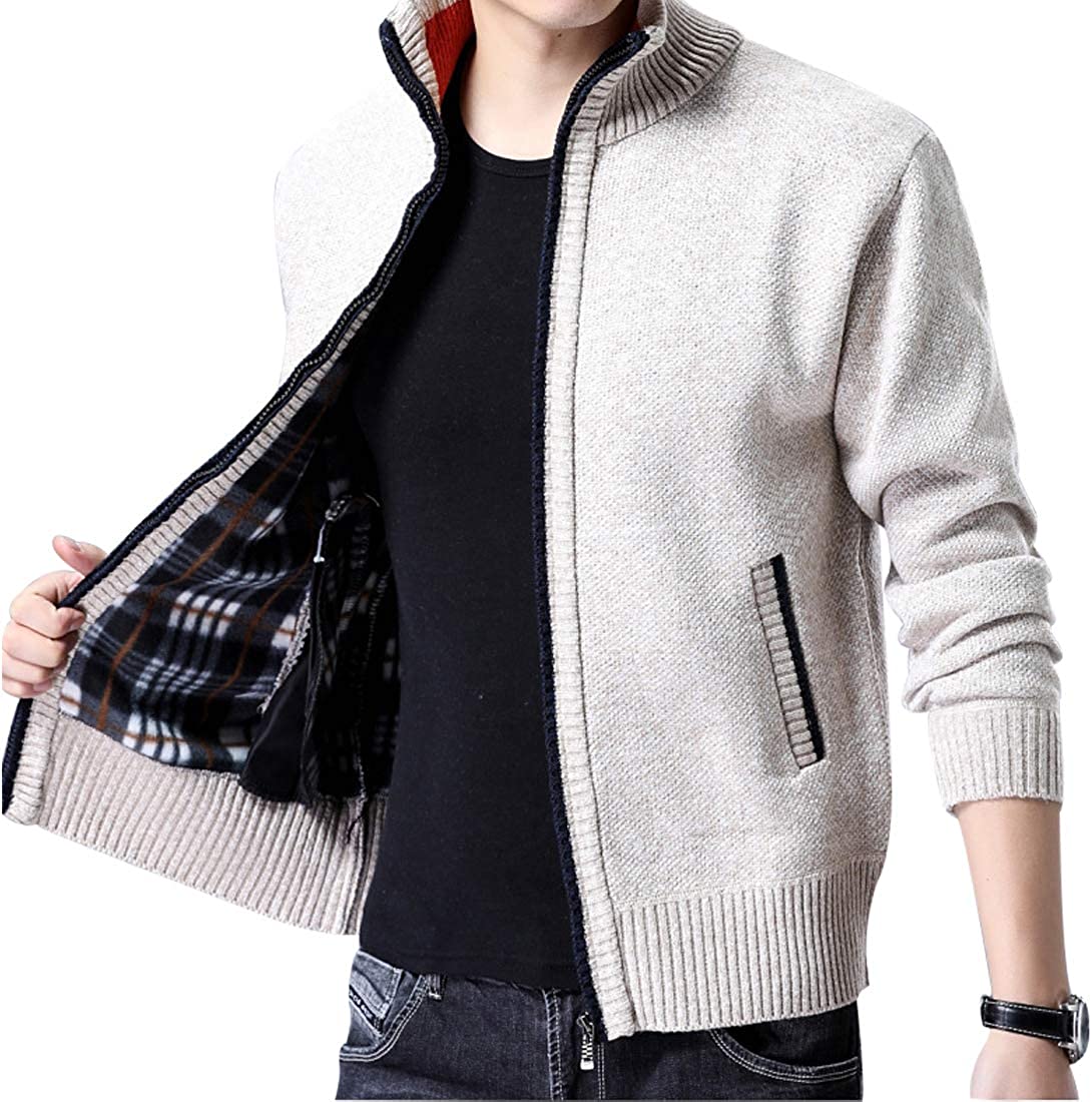 Yeokou Men's Casual Slim Fit Full Zip Thick Knit Cardigan Sweaters with ...