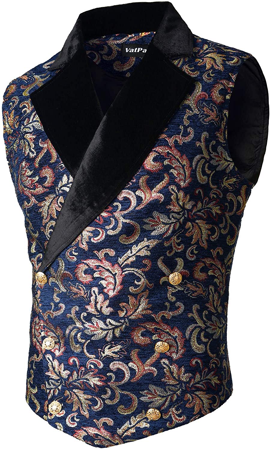 VATPAVE Mens Victorian Double Breasted Vest Gothic Steampunk Waistcoat ...