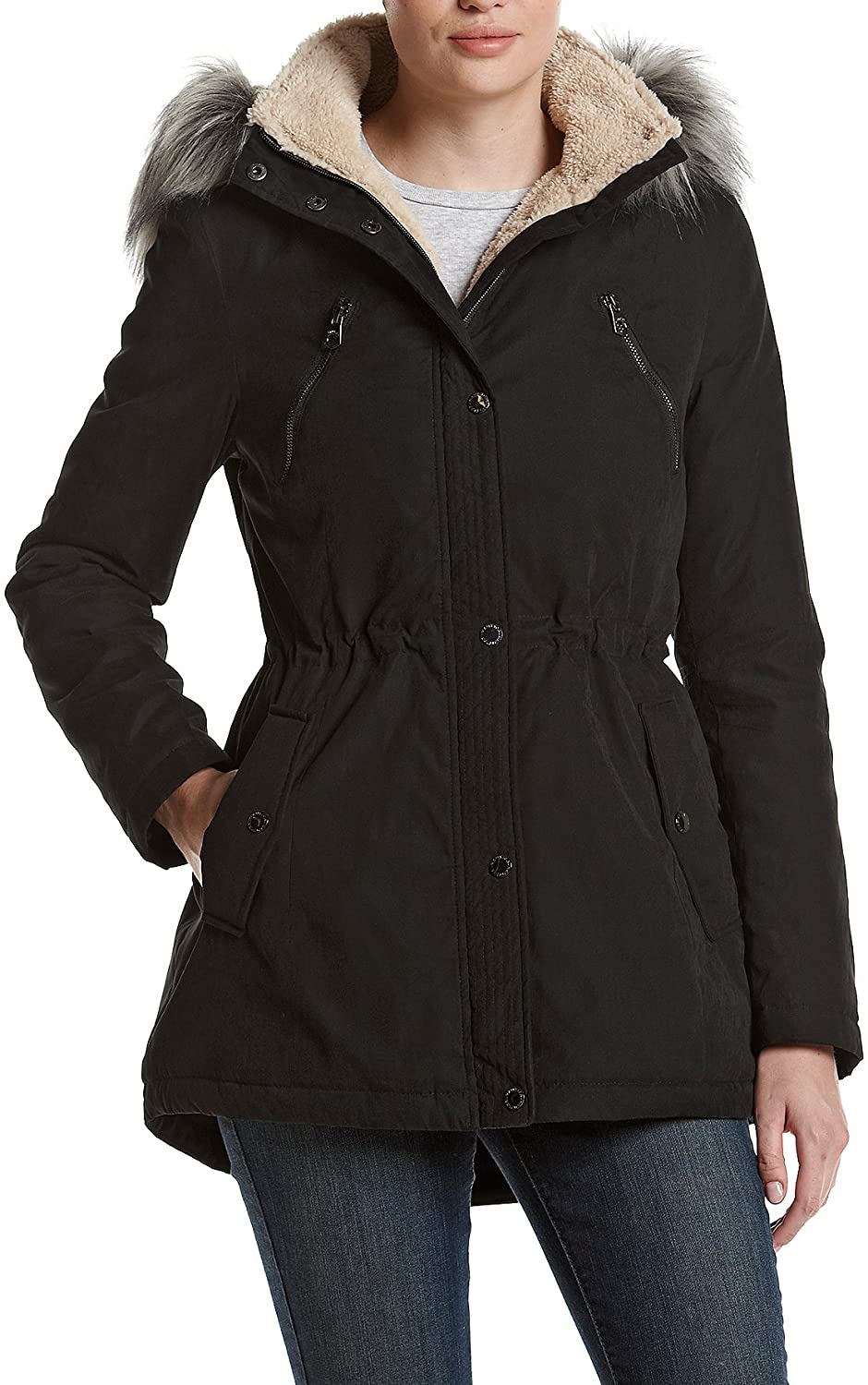 nautica women's microfiber parka anorak with hood