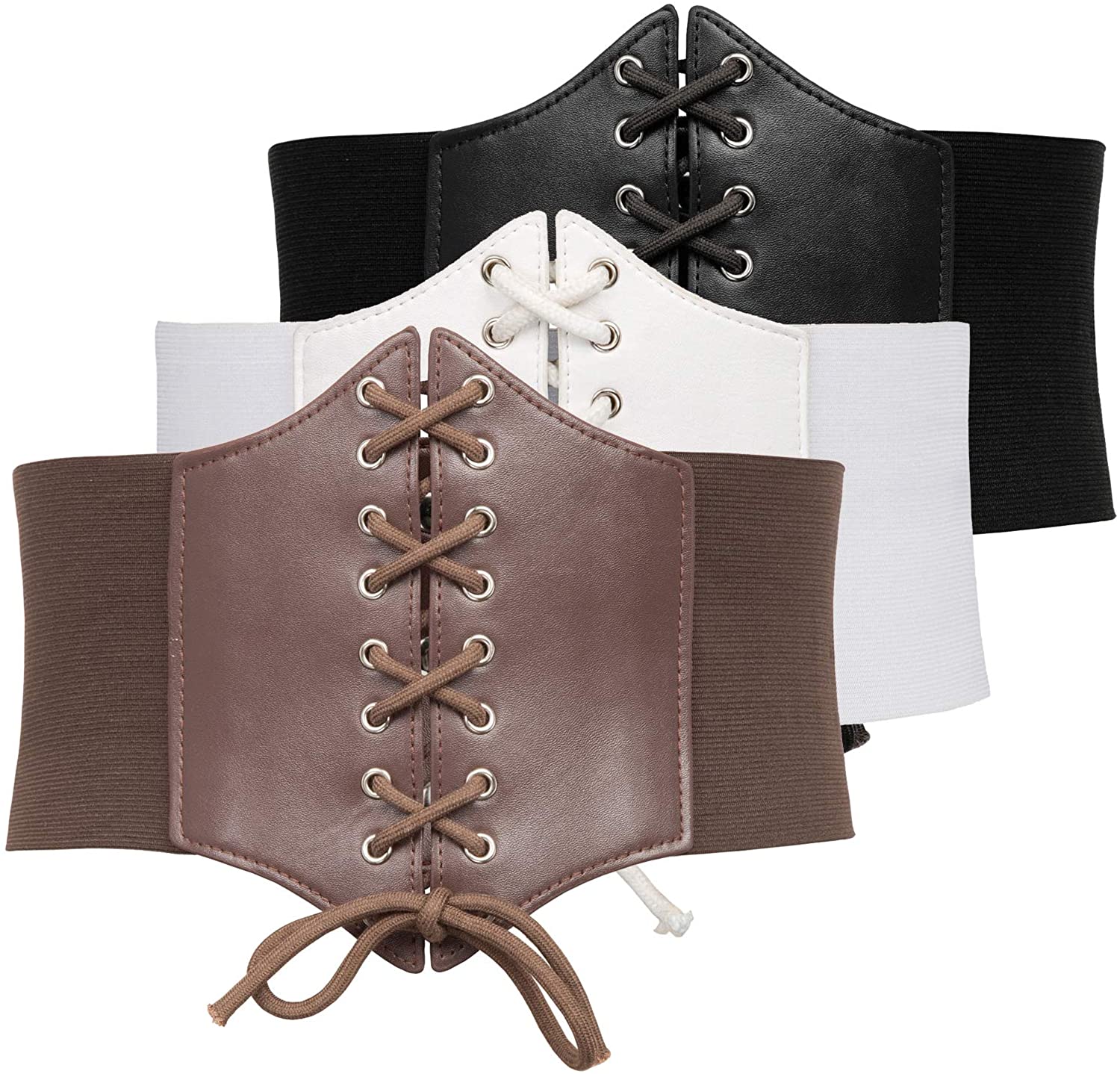 GRACE KARIN Womens Corset Belt Vintage Lace-up Cinch Elastic Waist Belt 