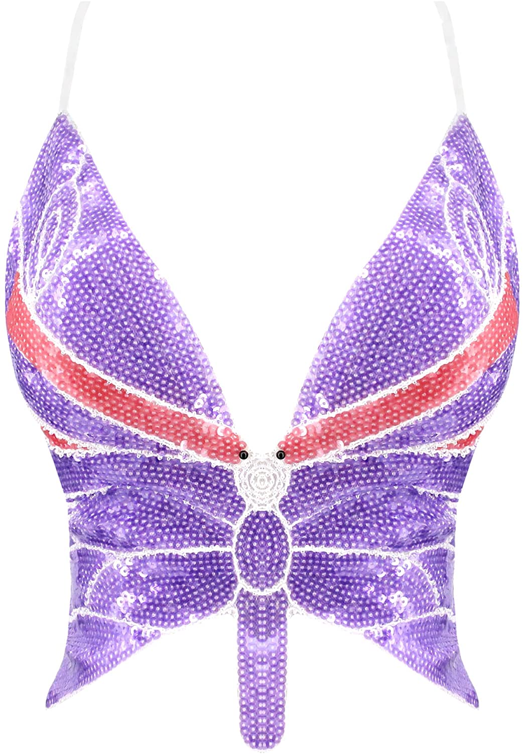 Mocure Women's Shimmer Sequin Crop Top Low-Cut Tube Top Butterfly Rave Tank  Vest Top : : Clothing, Shoes & Accessories