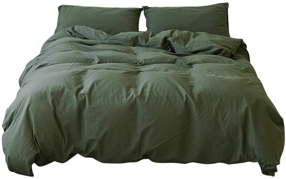 Mkxi Nature Bedding Sets Dark Green 100, Dark Green And White Duvet Cover