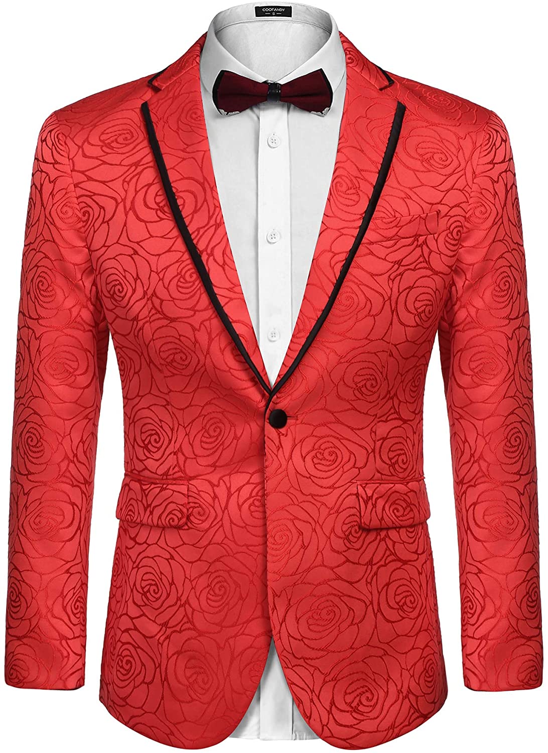 COOFANDY Men's Rose Floral Suit Jacket Blazer Weddings Prom Party ...