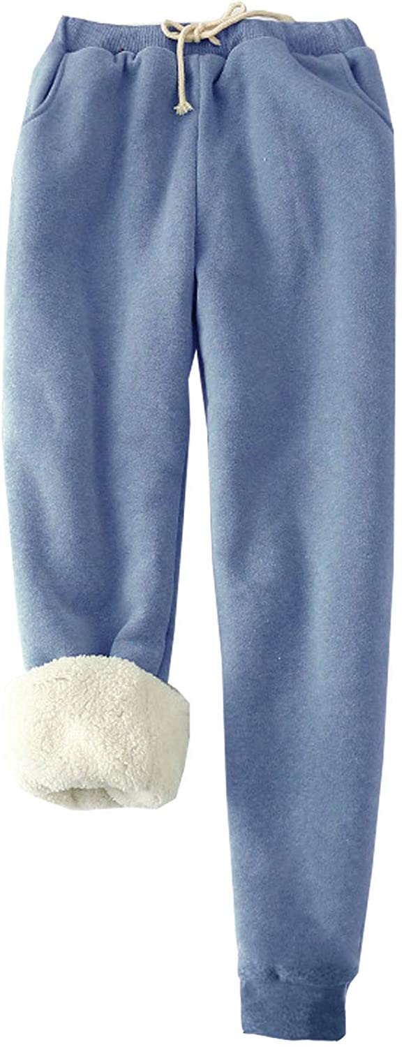  HeSaYep Women's Warm Sherpa Lined Sweatpants Drawstring  Athletic Jogger Fleece Pants with Pockets,Pink S : Clothing, Shoes & Jewelry
