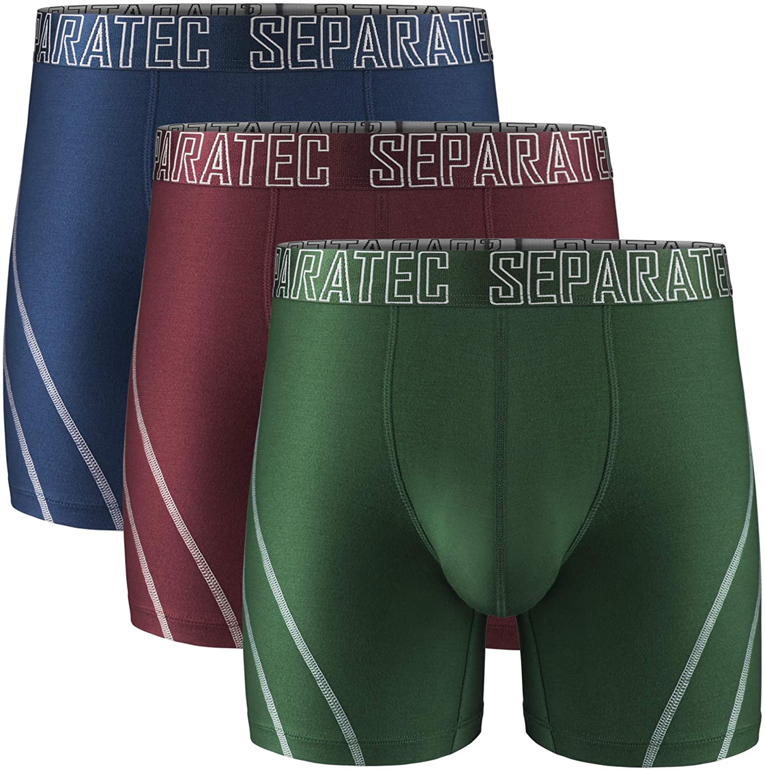 Separatec Men's Boxers Bamboo Underwear Trunks Breathable Soft Dual Pouch  Fitted Underpants with Fly 3 Pack : : Fashion
