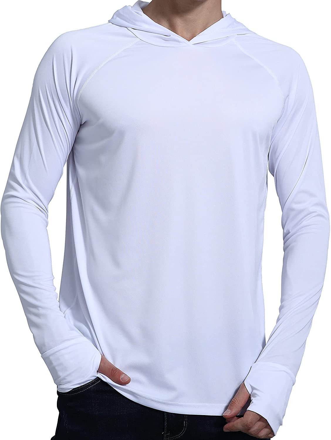 Inadays Men's UPF 50+ Sun Protection Hoodie Shirts Long Sleeve SPF/UV  Lightweight Quick Dry Fishing Hoodie Rash Guard Thumb Holes Shirt Fishing  Hiking Mountaineering Outdoor 