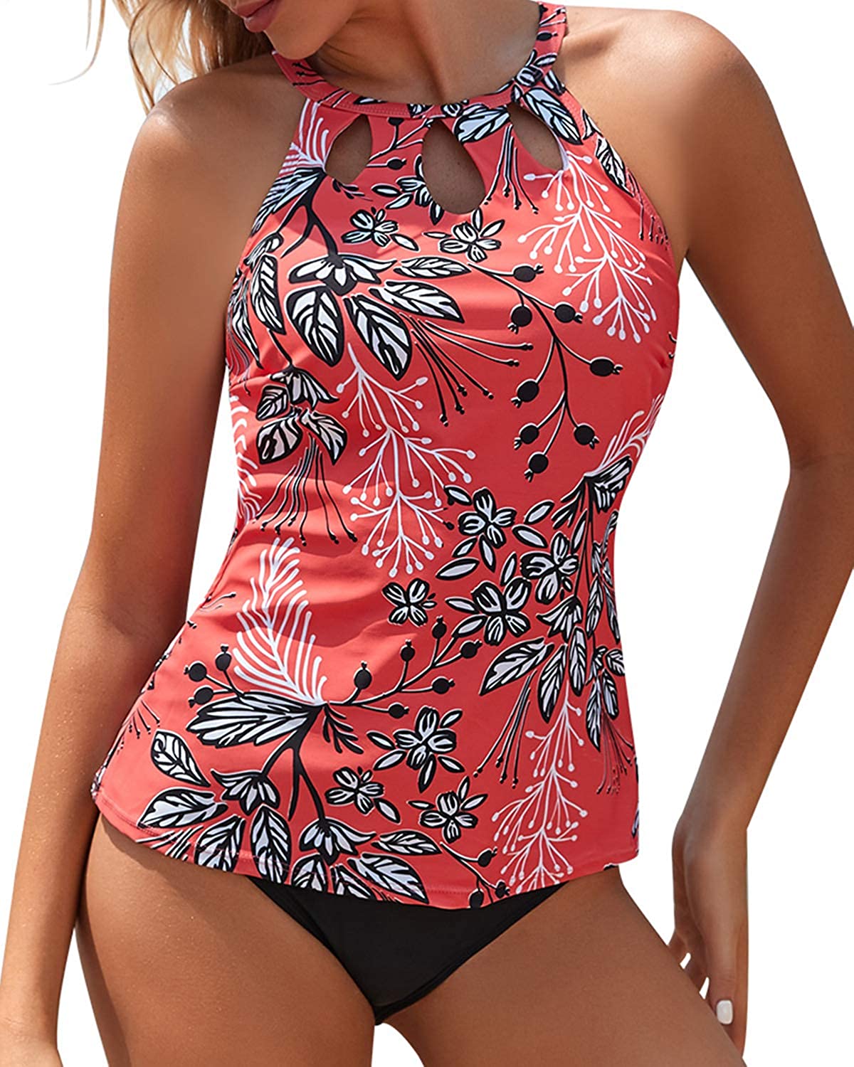 hersenen Mislukking Zeebrasem Yonique High Neck Tankini Swimsuits for Women Halter Bathing Suits Two  Piece Flo | eBay