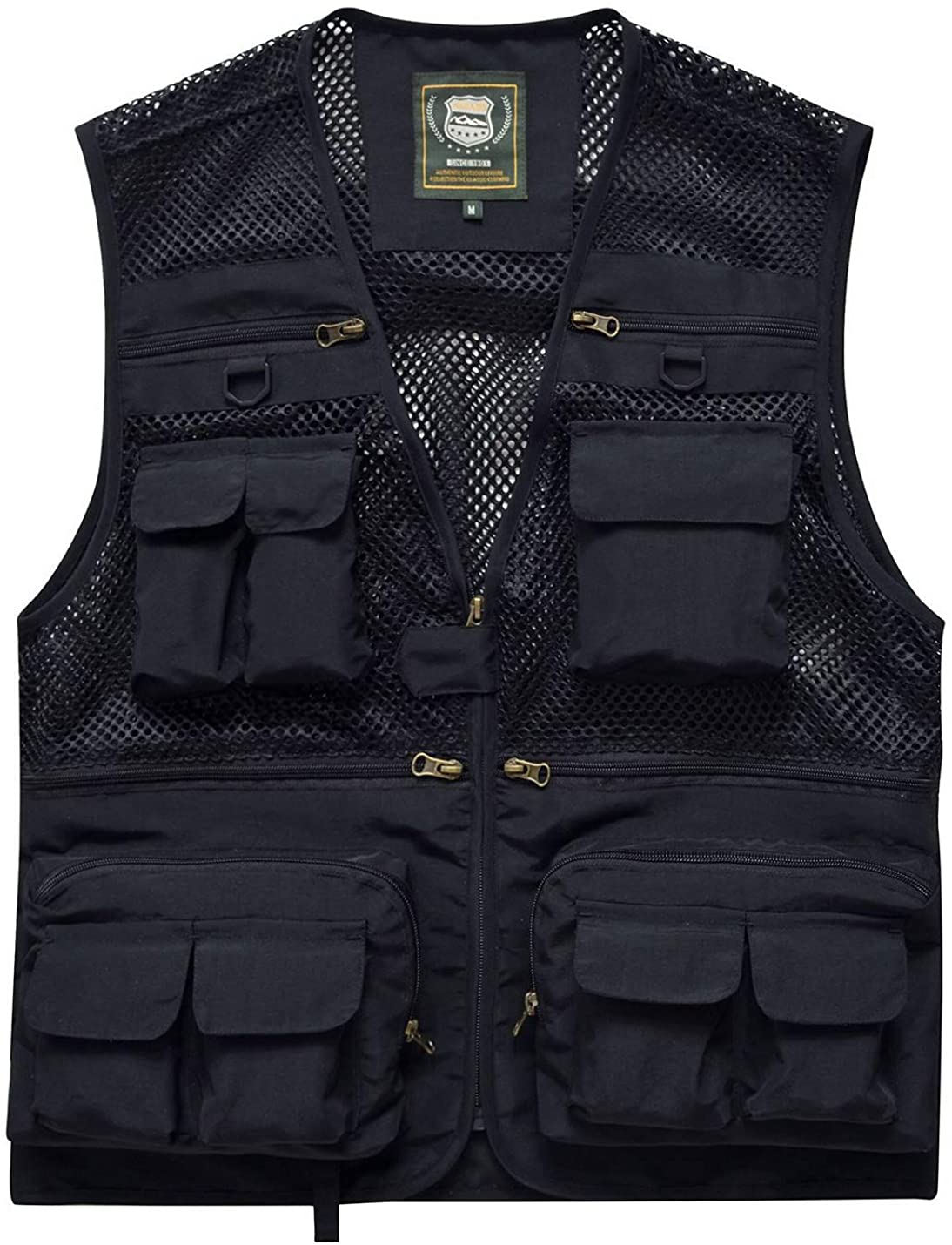 PEHMEA Mens Mesh Outdoor Work Safari Fishing Travel Photo Cargo Vest Multi Pockets Breathable Waistcoat Jacket 