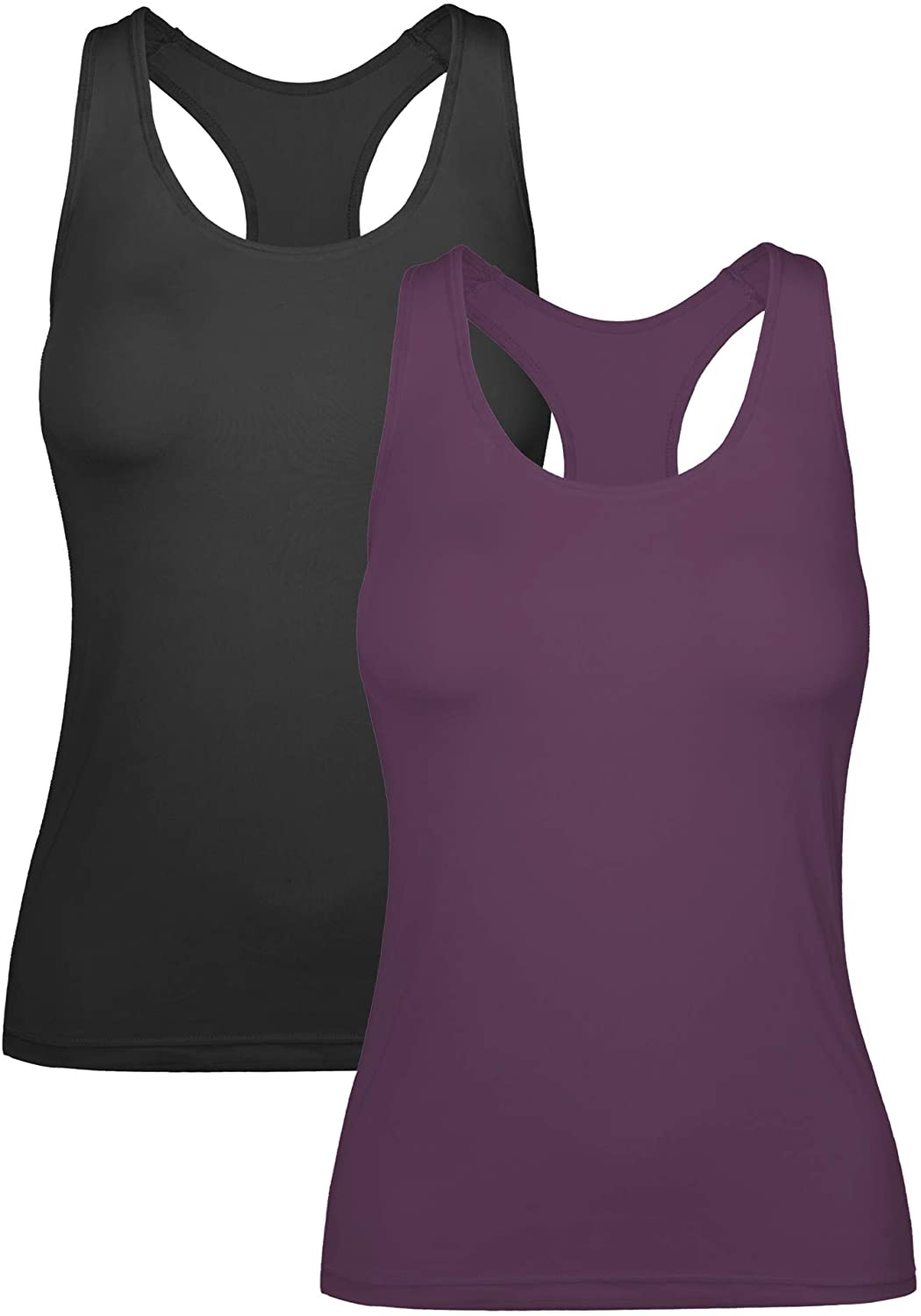 Womens Workout Racerback Tank Tops with Built in Bra Removable Pad Yoga Fitness Activewear Running Gym Exercise Shirts 