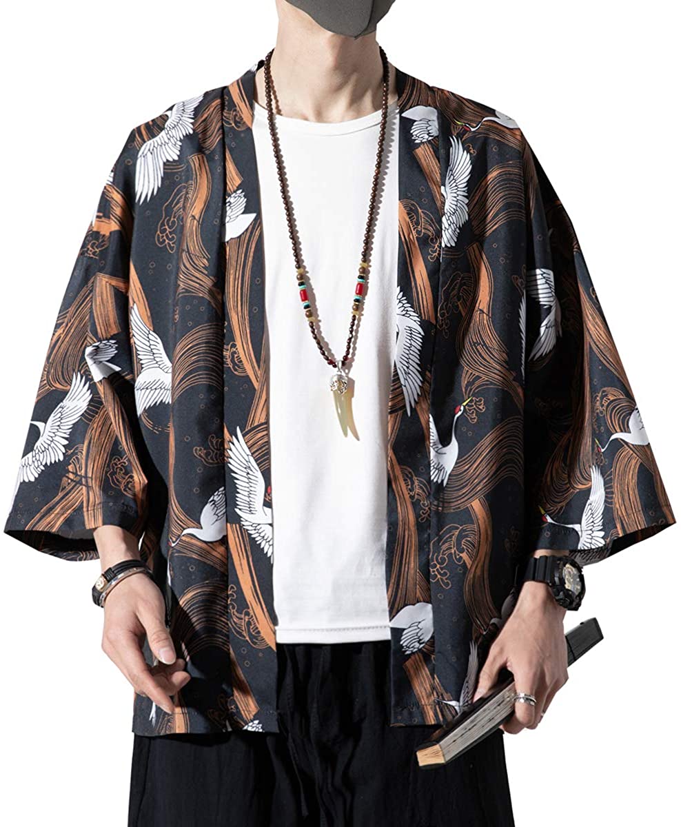 Seidarise Men's Haori Jacket Kimono Cardigan Yukata Noragi Happi Coat