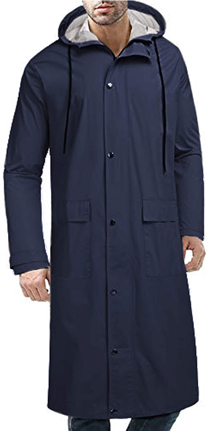 COOFANDY Men's Rain Jacket with Hood Waterproof Lightweight Active Long  Raincoat