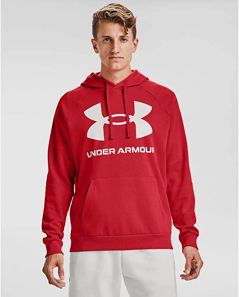 Under Armour Rival Polaire Big Logo Hoodie Red Capuche 