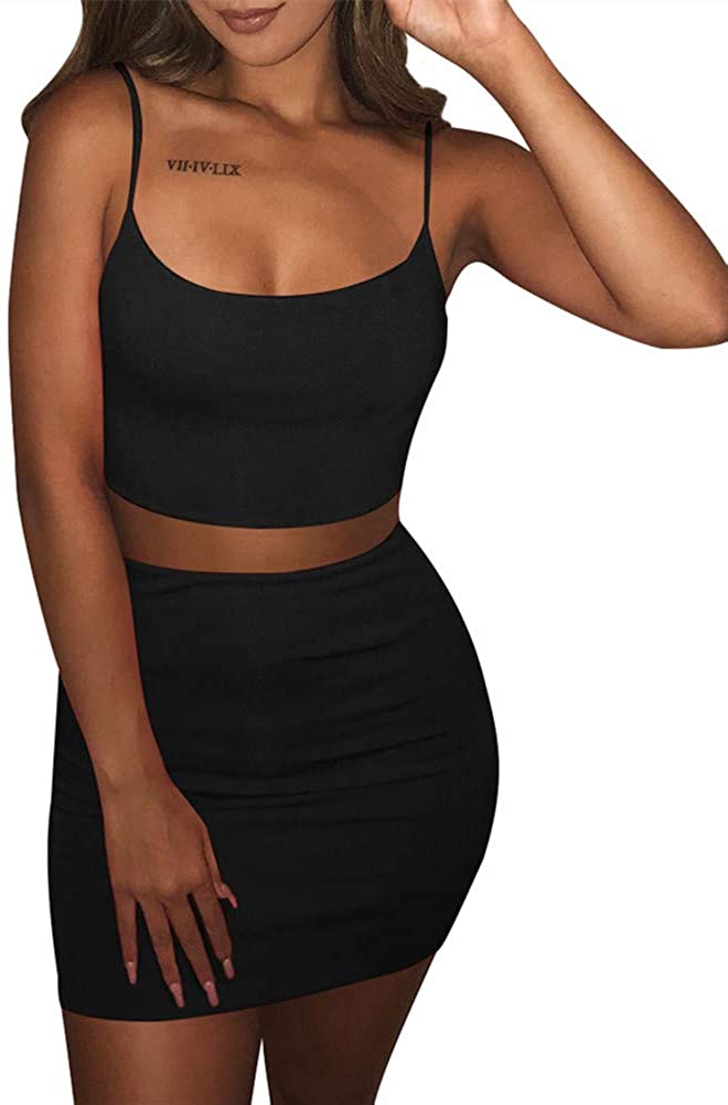 Boriflors Women S Sexy 2 Piece Outfits Strap Crop Top Skirt Set Bodycon Mini Dre Ebay