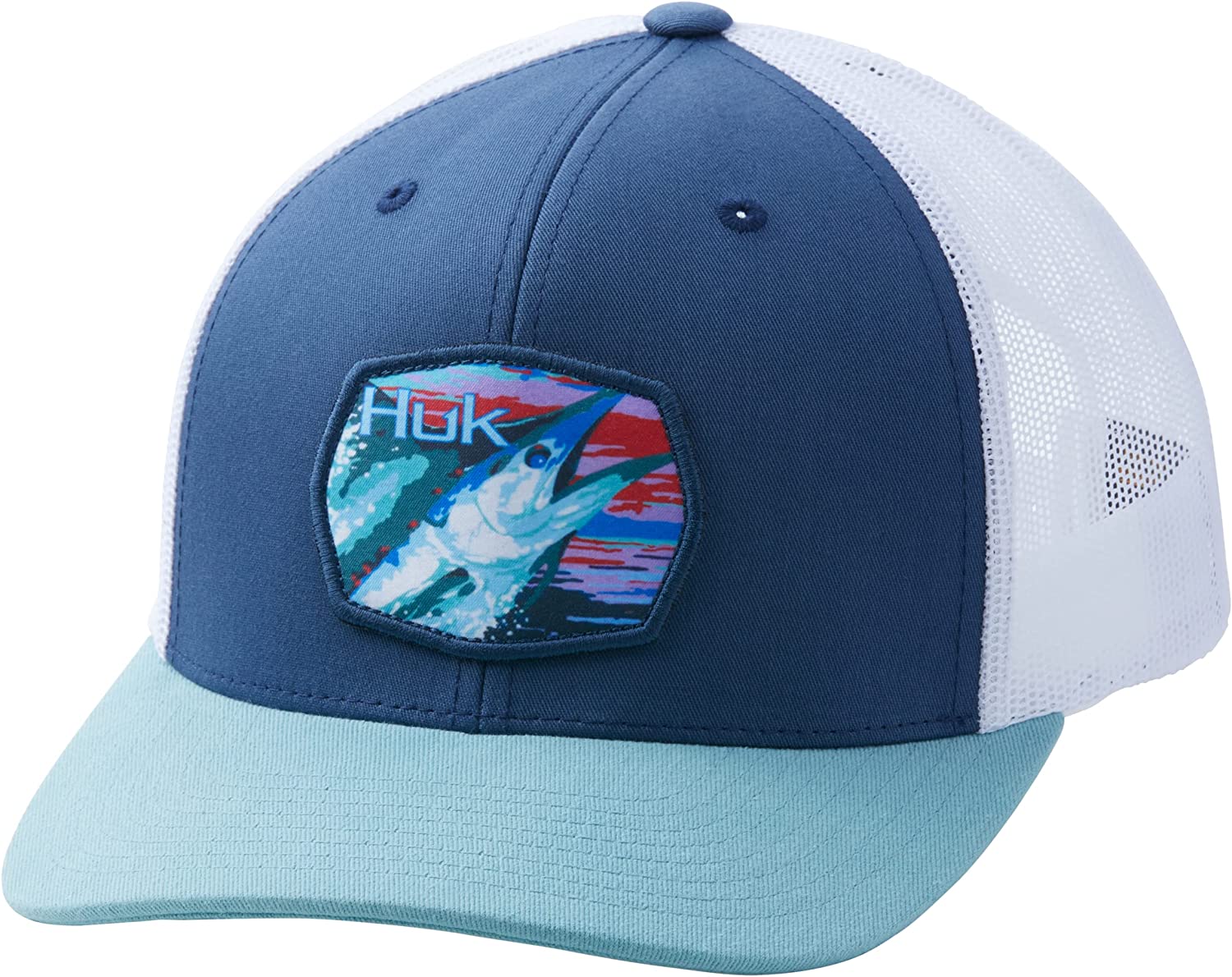 HUK Trucker, Anti-Glare Snapback Fishing Hat for Men, HUK'D Up-Sargasso  Sea, One Size