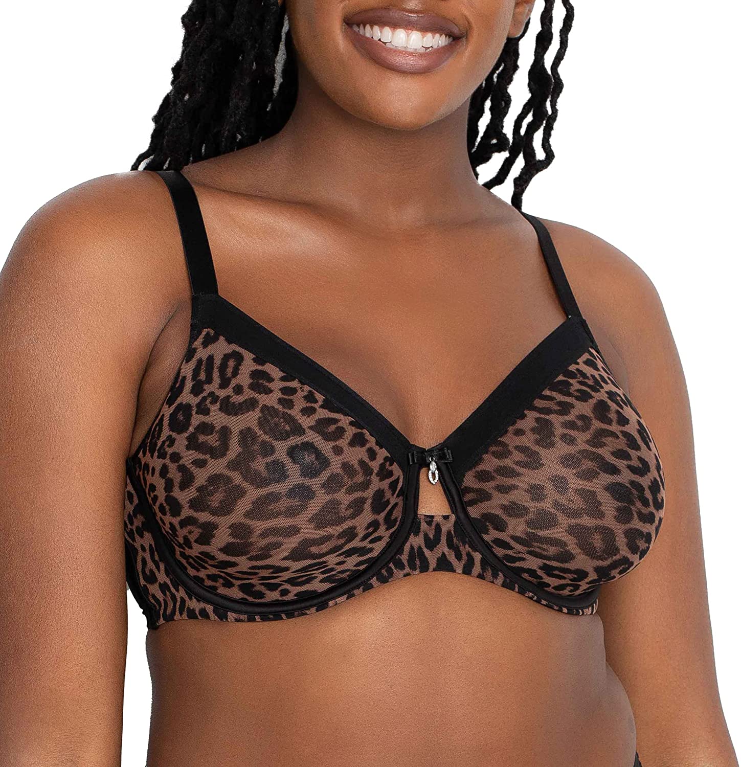 Curvy Couture Women's Sheer Mesh Full Coverage Unlined Underwire Bra