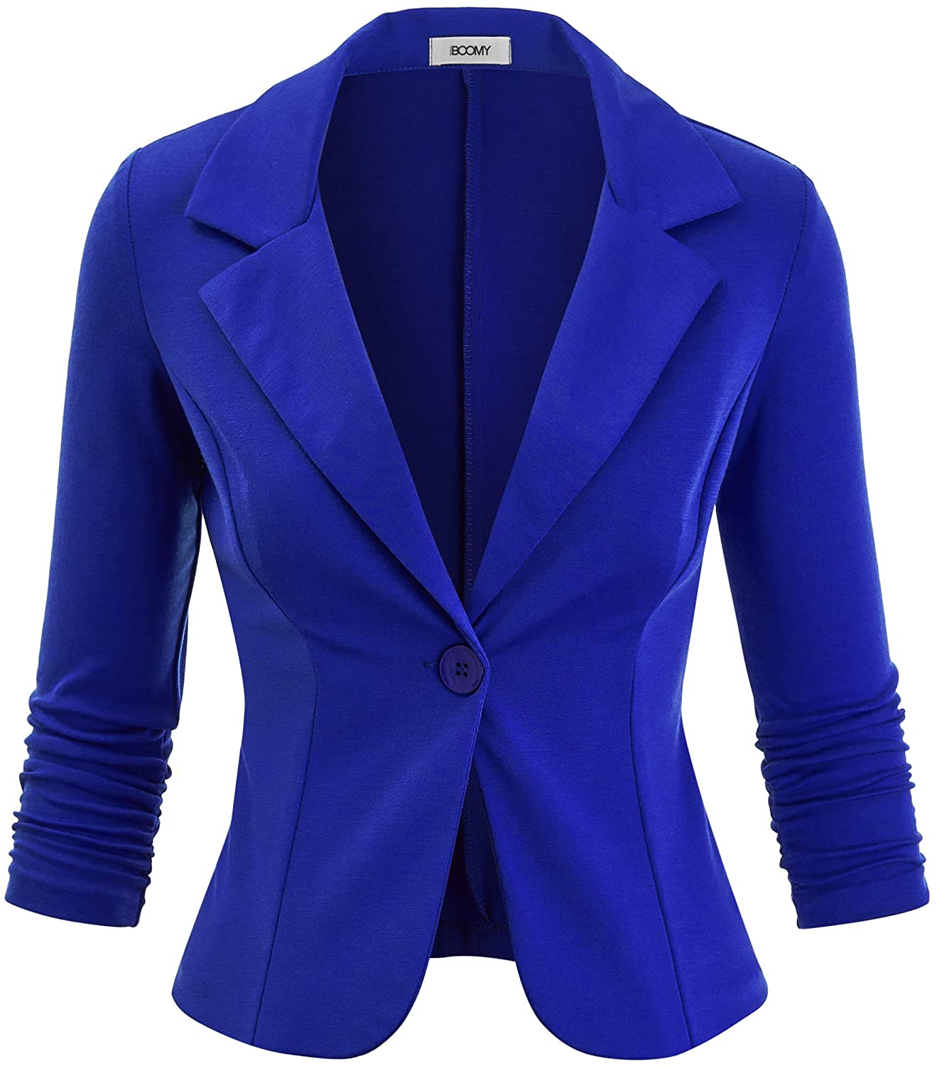 3/4 Ruched Sleeve Work Office Jacket FASHION BOOMY Women's Open Front Blazer 