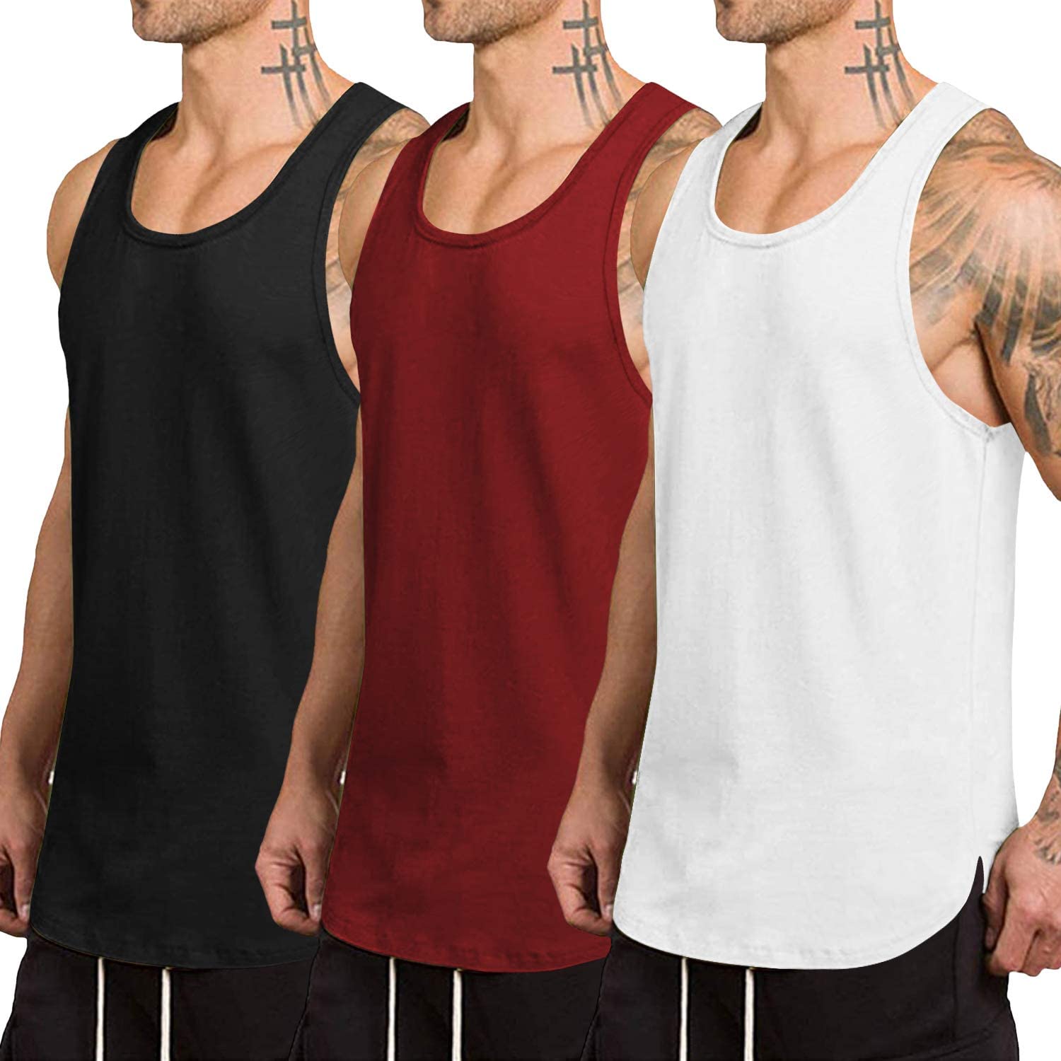 COOFANDY Men's 3 Pack Quick Dry Workout Tank Top Gym Muscle Tee Fitness  Bodybuil