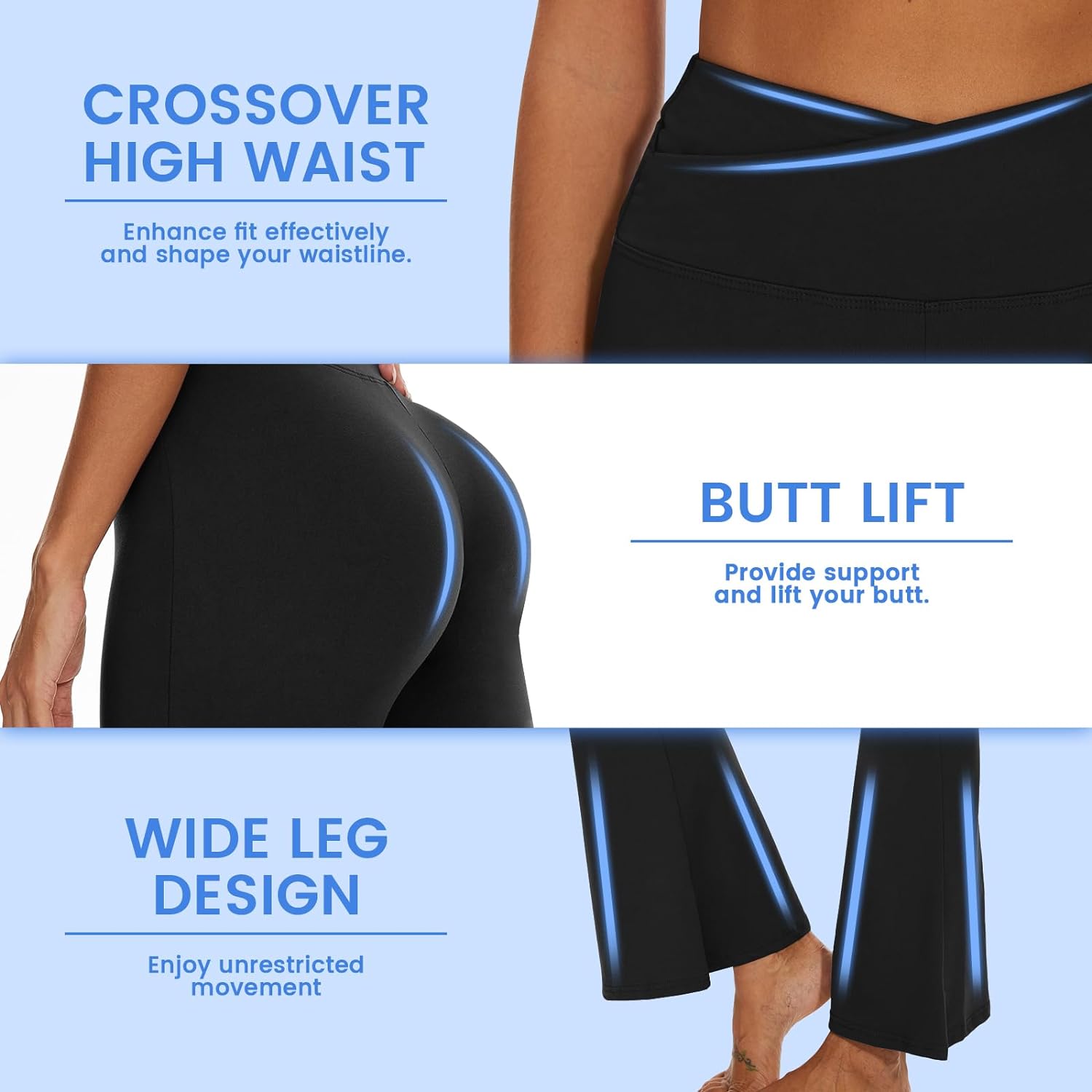 GAYHAY Flare Leggings for Women - Crossover Bootcut Yoga Pants High Waisted  Tumm