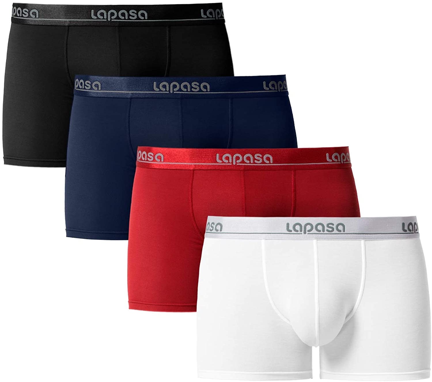 LAPASA Men's Briefs 4 Pack Cotton Underwear Stretch Ergonomic Bulge Pouch  Underpants No Fly M04, S, 2 Black, 2 Dark Grey : : Fashion