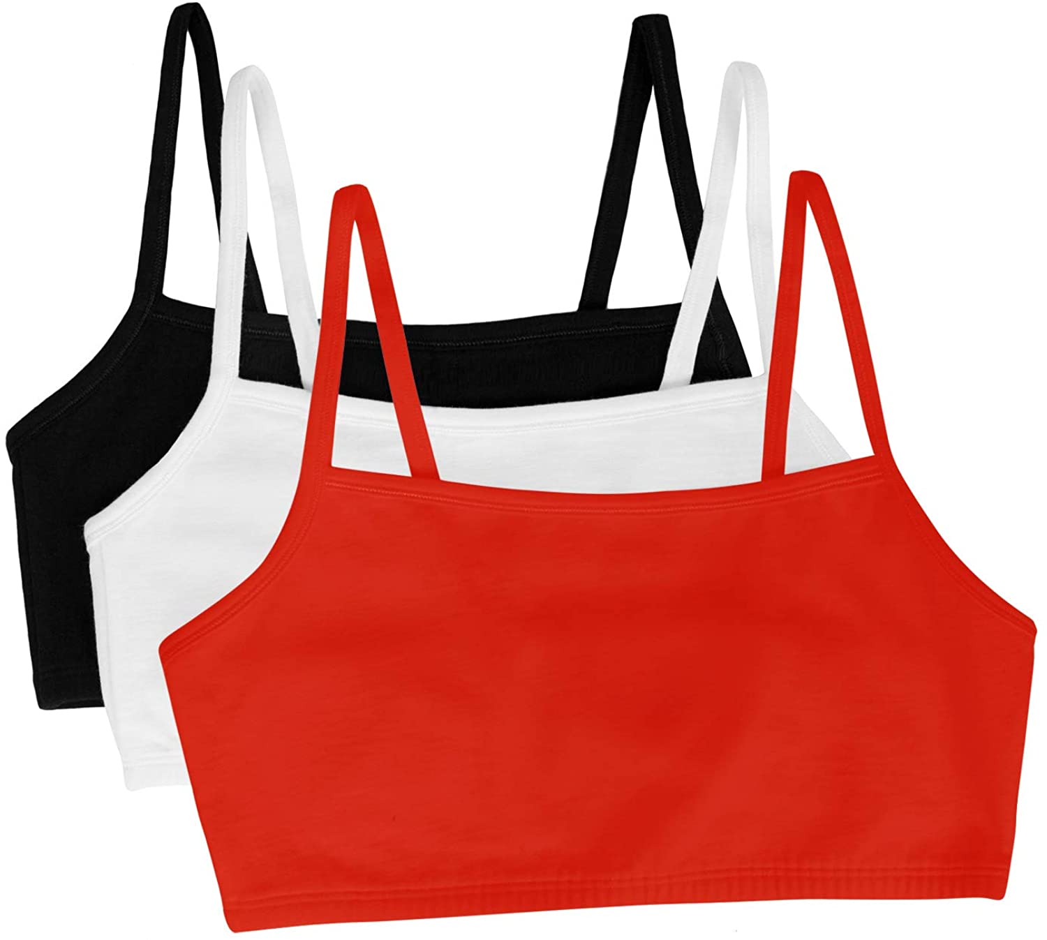 Fruit of The Loom Women's Spaghetti Strap Cotton Pull Over 3 Pack Sports  Bra