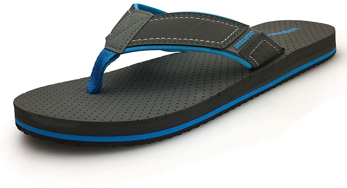 URBANFIND Men's Flip Flops Canvas Thong Sandals Flat Slide On TPR Non Slip Slippers 
